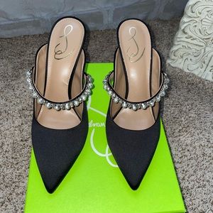 Sam Eldelman Hyland Mule Pump Black Satin Women’s size 7